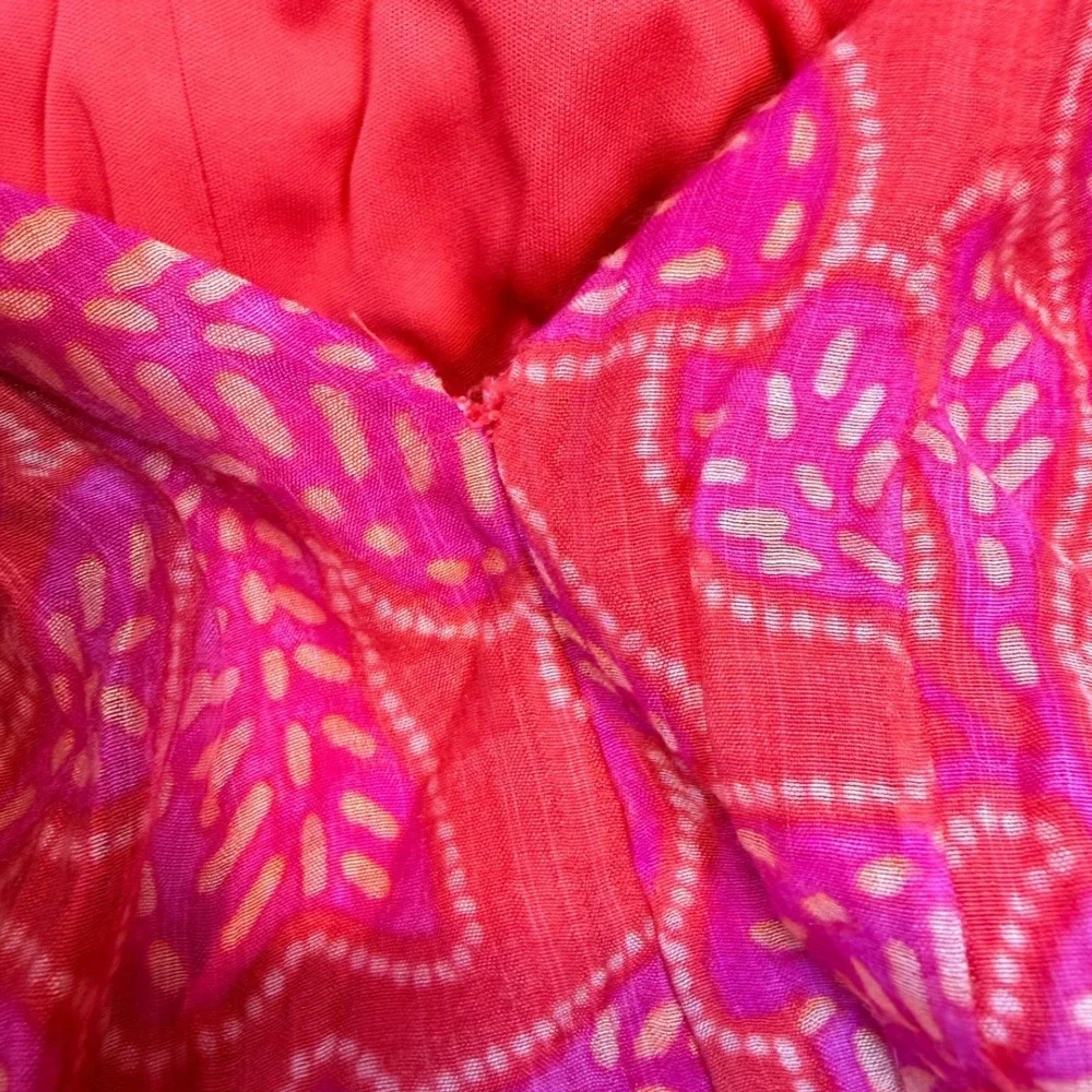 The Good Journey Ruffled Tiered Midi Dress Magenta Combo Pink Size 8